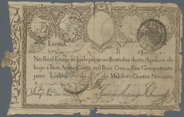 Portugal: 5000 Reis 1799 P. 11, Stronger Used With Several Folds And Lots Of Border Wear, But No Rep - Portogallo