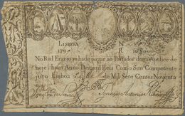 Portugal: 10.000 Reis 1799 P. 13, A Bit Stronger Used With Stronger Folds, Minor Border Tears And St - Portugal