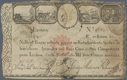 Portugal: 10.000 Reis 1799 Revalidation Issue "Miguel" P. 39, A Bit Stronger Used With Stronger Fold - Portogallo