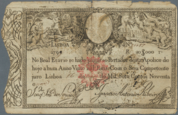 Portugal: 20.000 Reis 1799 Revalidation Issue "Miguel" P. 47, Stronger Used With Strong Center Fold, - Portugal