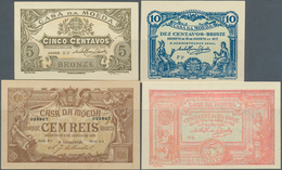 Portugal: Set Of 4 Note "Casa De Moeda" Containing 100 Reis 1891 P. 89 (UNC), 10 Centavos 1917 P. 95 - Portugal