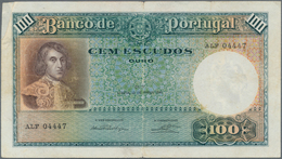 Portugal: 100 Escudos Ouro 13.03.1941 P. 150, S/N ALF04447, Used With Stronger Center Fold Causing S - Portogallo