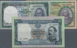 Portugal: Set Of 3 Notes Containing 20 Escudos 1954 P. 153 (VF To XF), 20 Escudos 1960 P. 163 (press - Portugal