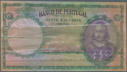 Portugal: 20 Escudos ND P. 153p Proof Print, W/o Serial And Sign., Cut In Half At Center And Rejoine - Portogallo