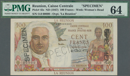 Réunion: 100 Francs ND(1947) Specimen P. 45s In Condition PMG Graded 64 Choice UNC. - Riunione