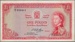 Rhodesia / Rhodesien: 1 Pound 05.10.1964 P. 25, Portrait QEII, 6 Tiny Pinholes, Vertical And Horizon - Rhodésie