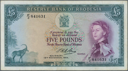 Rhodesia / Rhodesien: 5 Pounds 12.11.1964 P. 26 With Portrait QEII, Reserve Bank Of Rhodesia, Severa - Rhodesia