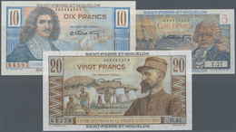 Saint Pierre & Miquelon: Set Of 3 Notes Containing 5, 10 & 20 Francs ND(1947) P. 22, 23, 24, All In - Otros – América