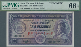 Saint Thomas & Prince / Sao Tome E Principe: 100 Escudos 1958 Specimen P. 38s In Condition: PMG Grad - Sao Tomé Et Principe