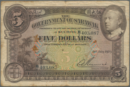 Sarawak: 5 Dollars 1929 P. 15 Getting More And More Rare On The Market, In Used Condition With Folds - Malasia