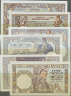 Serbia / Serbien: Set Of 6 Banknotes Containing Serbia 100 Dinars 1941, 500 Dinars 1941, 500 Dinars - Serbie