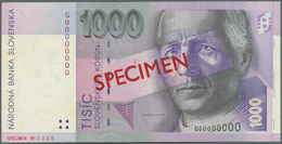 Slovakia / Slovakei: Set Of 2 Specimen Notes Containing 20 And 1000 Korun 1995 P. 20s, 24s, First In - Eslovaquia