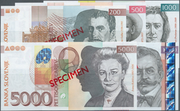 Slovenia / Slovenien: Set With 5 Banknotes Comprising 200 Tolarjev 2004 SPECIMEN, 500 Tolarjev 2005 - Slovénie