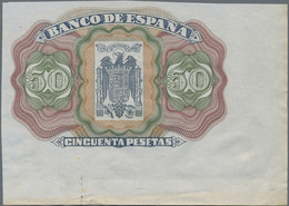 Spain / Spanien: Unlisted Back Essay Print Specimen For A 50 Pesetas Banknote, Similar To The Design - Otros & Sin Clasificación