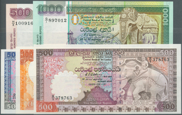 Sri Lanka: Set Of 5 Banknotes Containing 50 Rupees 1990, 100 Rupees 1988, 500 Rupees 1989, 500 Rupee - Sri Lanka
