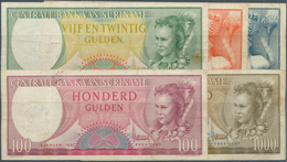 Suriname: Complete Set Of Notes From The 1957 Series Containing 5, 10, 25, 100 And 100 Gulden 1957 P - Surinam