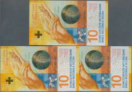 Switzerland / Schweiz: Set With 3 Banknotes 10 Franken (20)16 With Same Serial Number 16N0318067, 16 - Suisse