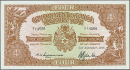 Tonga: 4 Shillings 1966 P. 9, Light Corner Bend At Lower Right, Condition: AUNC. - Tonga