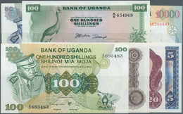 Uganda: Set Of 11 Different Banknotes Containing 5 Shillings ND P. 1 (UNC), 10 Shillings ND P. 2 (UN - Ouganda