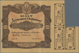 Ukraina / Ukraine: 1000 Hriven 1918 "3.6% Bond" Certificates Issue, P.15 With 3 Cupons Of 18 Hriven - Ucrania