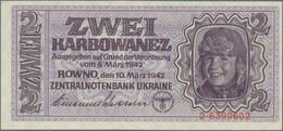 Ukraina / Ukraine: 2 Karbowanez German Occupation WW II 1942, P.50, Extremely Rare Banknote In Perfe - Ukraine