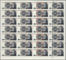 Testbanknoten: Complete Uncut Paper Sheet With 28 Notes "100" Bundesdruckerei ND(1980's), Intaglio P - Fiktive & Specimen