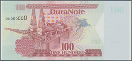 Testbanknoten: Polymer Test Note DURANOTE, Intaglio Print "Oil Platform 100", Variety With Greenish - Specimen