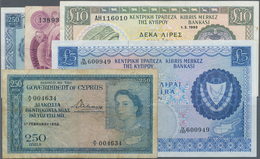 Cyprus / Zypern: Set With 39 Banknotes Comprising 250 Mils 1956 P.33 (F), 5 Pounds 1974 P.44c (VF+), - Cipro