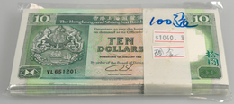 Hong Kong: Origial Bundle Of 100 Pcs 10 Dollars 1992 P. 191c In UNC. (100 Pcs) - Hong Kong
