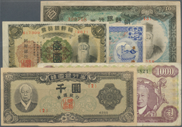 Korea: Very Interesting Set With 13 Banknotes Comprising From Korea 10 And 50 Sen 1919 (F-), 1 Won 1 - Corea Del Sud