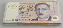 Singapore / Singapur: Origial Bundle Of 100 Pcs 2 Dollars Polymer P. 46. (100 Pcs) - Singapore