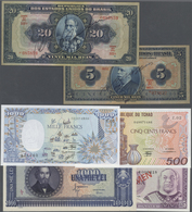 Alle Welt: Set Of 28 Notes Containing: Chad 500 & 1000 Francs 1989 & 89 P. 9, 10 (UNC); Tonga 1 & 5 - Otros & Sin Clasificación