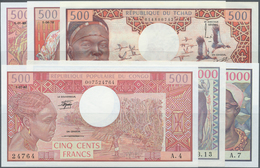 Africa / Afrika: Interesting Set Of 6 Banknotes Containing Cameroon 500 Francs 1983 P. 15d (UNC), Ch - Otros – Africa