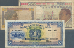 Africa / Afrika: Small Lot With 3 Banknotes Djibouti - Banque De L'Indochine 10 Francs ND(1946) P.19 - Otros – Africa