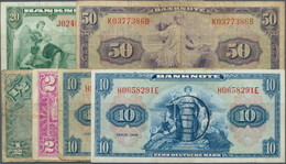 Deutschland - Bank Deutscher Länder + Bundesrepublik Deutschland: Set Mit 6 Banknoten 1/2 DM, 2 DM, - Autres & Non Classés