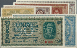 Deutschland - Nebengebiete Deutsches Reich: Ukraine Zentralnotenbank 1942 Set Mit 6 Banknoten 1, 5, - Autres & Non Classés