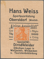 Deutschland - Briefmarkennotgeld: Oberstdorf, Hans Weiss, Sportausrüstung U. A., Briefmarken-Notgeld - Autres & Non Classés