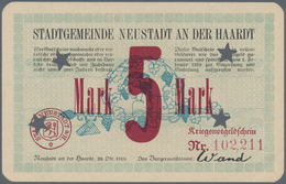 Deutschland - Notgeld - Pfalz: Neustadt An Der Haardt, Stadt, 5, 10 Mark, 20.10.1918, Entwertet Mitt - [11] Emissions Locales