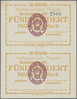 Deutschland - Notgeld - Württemberg: Nagold, Stadtgemeinde, 500 Mrd. Mark, 8.11.1923, Zwei Senkrecht - [11] Emisiones Locales