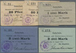 Deutschland - Notgeld - Ehemalige Ostgebiete: Kriewen, Posen, Magistrat, 25, 50 Pf., 1, 2, 3 Mark, 1 - Sonstige & Ohne Zuordnung