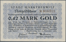 Deutschland - Notgeld - Bayern: Marktredwitz, Stadt, 0,42 Mark Gold, 13 Scheine In Erh. II-; 4.20 Ma - [11] Local Banknote Issues