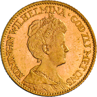 Niederlande - Anlagegold: Wilhelmina 1890-1948: 10 Gulden 1911, KM# 149, Friedberg 349, 6,70 G, 900/ - Gold And Silver Coins