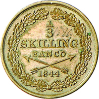 Schweden: Oscar I. 1844-1859: 1/3 Skilling Banco 1844, KM# 657, Erster Jahrgang !, Bankfrisch. - Suède