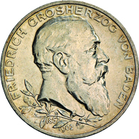 Baden: Friedrich I. 1852-1907: 5 Mark 1902, 50jähriges Regierungsjubiläum, Jaeger 31, Feine Kratzer, - Taler Et Doppeltaler