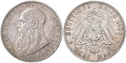 Sachsen-Meiningen: Georg II. 1866-1914: 3 Mark 1908 D, Jaeger 152, Feine Patina, Sehr Schön-vorzügl - Taler En Doppeltaler