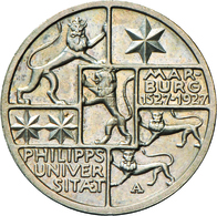 Weimarer Republik: 3 Reichsmark 1927 A, Universität Marburg, Jaeger 330, Vorzüglich. - Andere & Zonder Classificatie