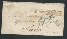 Lettre ( Lsc )  De Saint Pétersbourg Pour Paris Oblitéré En 1865  , Marque D'entrée  - Lo42710 - Briefe U. Dokumente