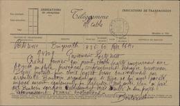 Télégramme Formulaire N700 Papier Jaunâtre Mention Manuscrite Off Cablo CAD Porto Novo Dahomey 16 12 30 Bleu - Lettres & Documents