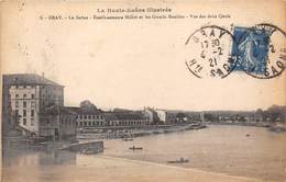 70-GRAY- LA SAONE- ETABLISSEMENT MILLOT ET LES GRANDS MOULINS, VUE DES DEUX QUAIS - Gray