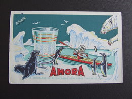 AMORA LA MOUTARDE DE DIJON DANS SON VERRE RARE ET BEAU BUVARD 1950 - Senf